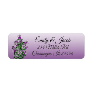 Étiquettes d'adresse de retour de fleurs violettes