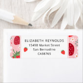 Étiquettes d'adresse de retour de fraises et fleur (En situation)