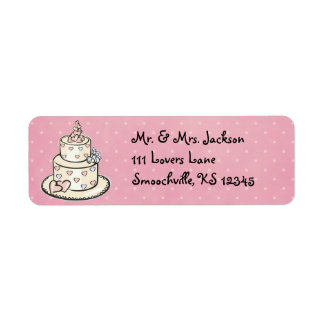 Étiquettes d'adresse de retour de gâteau mariage