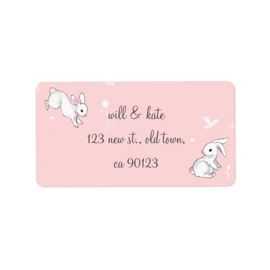 Étiquettes d'adresse de retour de lapin rose (Devant)