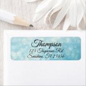 Étiquettes d'adresse de retour de livre bleu perso (En situation)