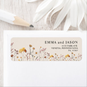 Étiquettes d'adresse de retour de mariage aux fleu