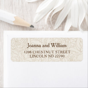 Étiquettes d'adresse de retour de mariage brun flo