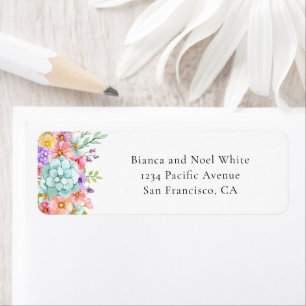 Étiquettes d'adresse de retour de mariage floral é