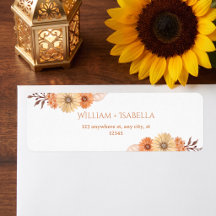 Étiquettes d'adresse de retour de mariage floral é