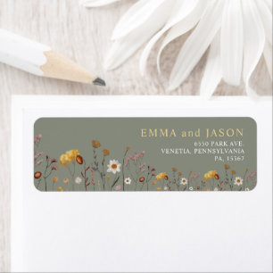 Étiquettes d'adresse de retour de mariage floral v