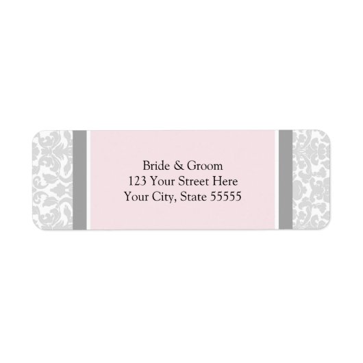 Étiquettes d'adresse de retour de Mariage rose gri (Devant)