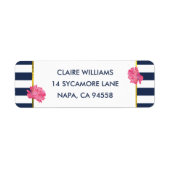 Étiquettes d'adresse de retour de Navy Stripe & Pi (Devant)