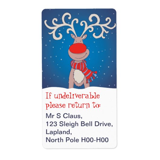 Étiquettes d'adresse de retour de Noël bleu (Devant)