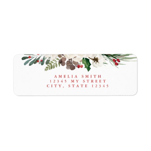 Étiquettes d'adresse de retour de Noël Floral (Devant)