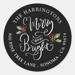 Étiquettes d'adresse de retour de Noël Merry Brigh