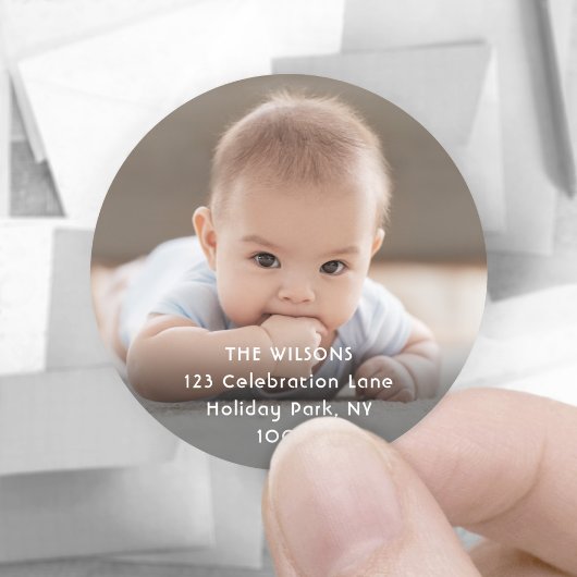 Étiquettes d'adresse de retour de photos et de tex