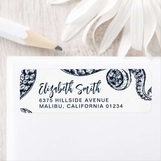 Étiquettes d'adresse de retour de pieuvre marine (En situation)