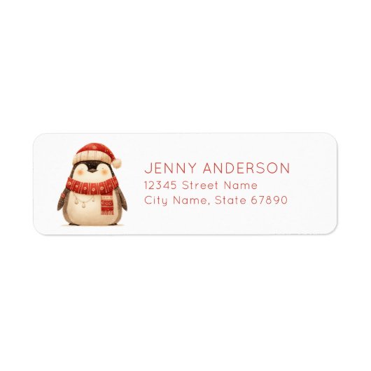 Étiquettes d'adresse de retour de pingouin mignon (Devant)