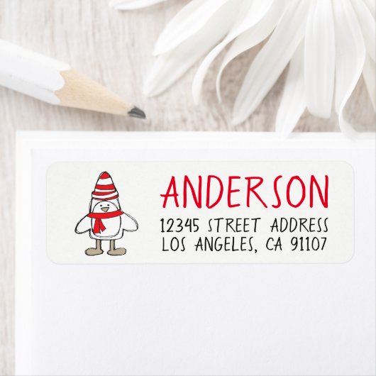 Étiquettes d'adresse de retour de pingouin simples (En situation)