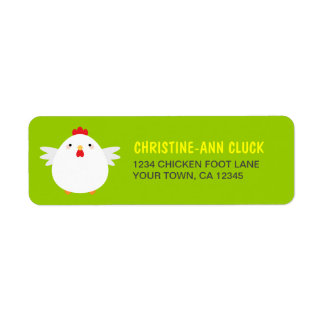 Étiquettes d'adresse de retour de poulet blanc