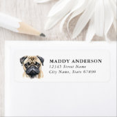 Étiquettes d'adresse de retour de Pug (En situation)