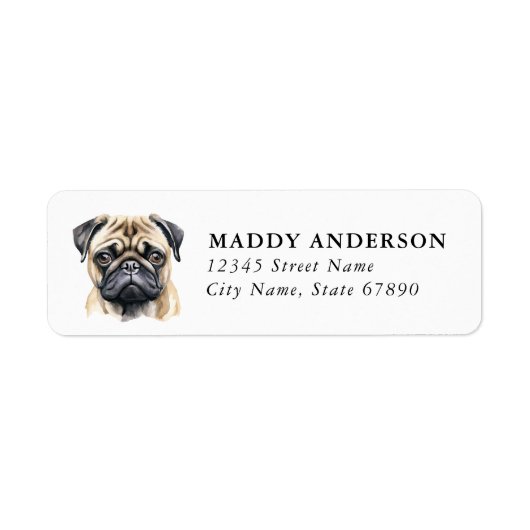 Étiquettes d'adresse de retour de Pug (Devant)