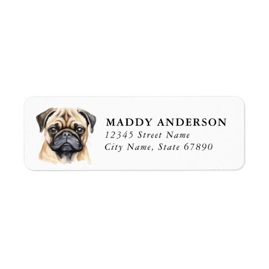 Étiquettes d'adresse de retour de Pug (Devant)