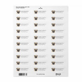 Étiquettes d'adresse de retour de Pug (Feuille entière)