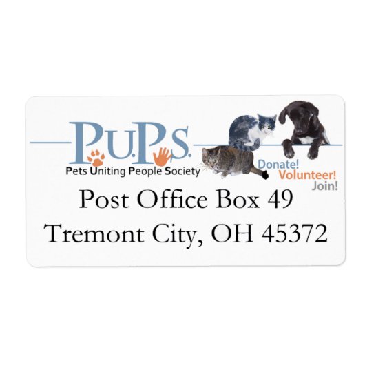 Étiquettes d'adresse de retour de PUPs (Devant)