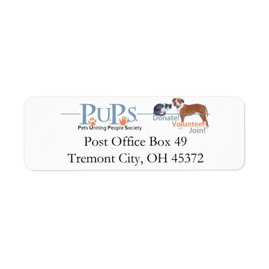 Étiquettes d'adresse de retour de PUPs (Devant)