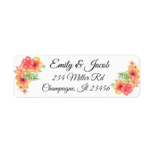 Étiquettes d'adresse de retour de script floral