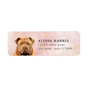 Étiquettes d'adresse de retour de Shar Pei Chien c