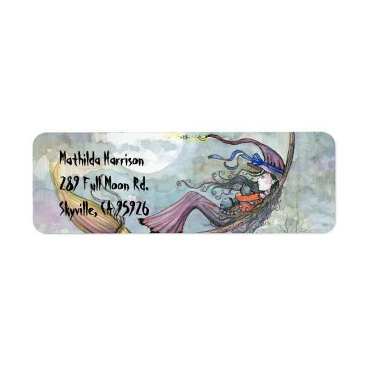 Étiquettes d'adresse de retour de sorcière d'Hallo (Devant)
