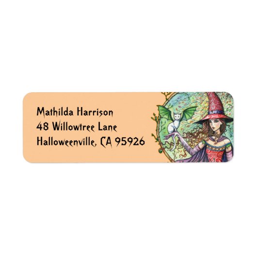 Étiquettes d'adresse de retour de sorcière d'Hallo (Devant)
