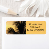 Étiquettes d'adresse de retour de Sunset Palm Tree (En situation)