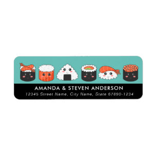 Étiquettes d'adresse de retour de Sushi