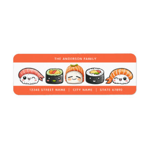 Étiquettes d'adresse de retour de Sushi