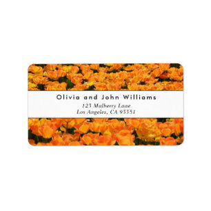 Étiquettes d'adresse de retour de tulipes orange é