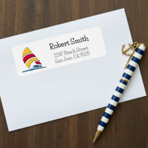 Étiquettes d'adresse de retour de voilier coloré