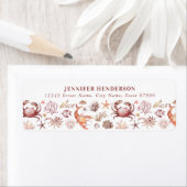 Étiquettes d'adresse de retour des crabes mignons (En situation)