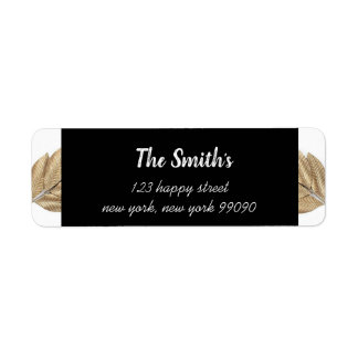 Étiquettes d'adresse de retour des fleurs B/W/Gold
