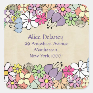 Étiquettes d'adresse de retour des fleurs de print