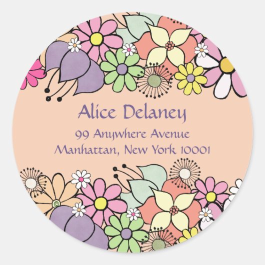 Étiquettes d'adresse de retour des fleurs de print (Devant)