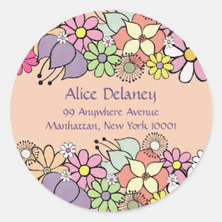 Étiquettes d'adresse de retour des fleurs de print