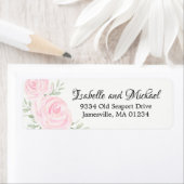 Étiquettes d'adresse de retour des Roses d'aquarel (En situation)