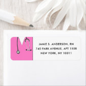 Étiquettes d'adresse de retour d'infirmière rose (En situation)