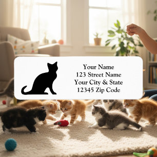 Étiquettes d'adresse de retour du chat noir