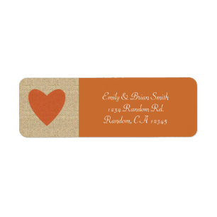 Étiquettes d'adresse de retour du coeur orange Bur