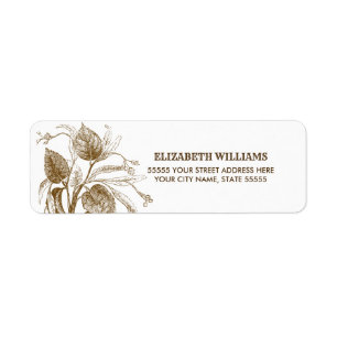 Étiquettes d'adresse de retour du dessin botanique