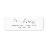 Étiquettes d'adresse de retour du Mariage blanc (Devant)