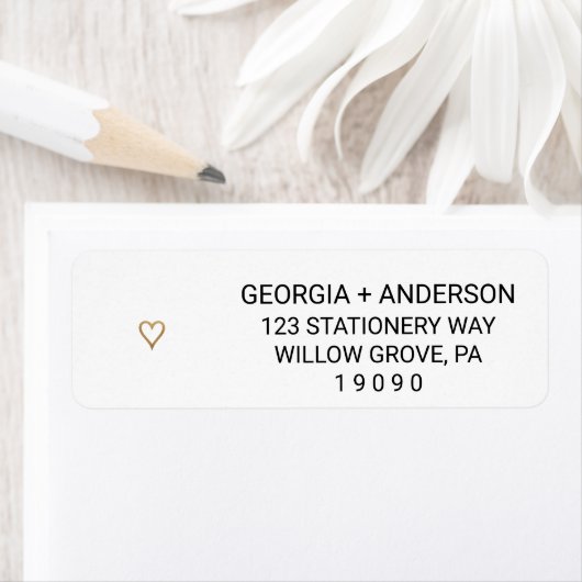 Étiquettes d'adresse de retour du Mariage Gold sim (En situation)