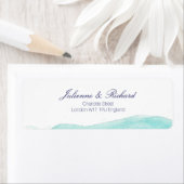 Étiquettes d'adresse de retour du Mariage Turquois (En situation)