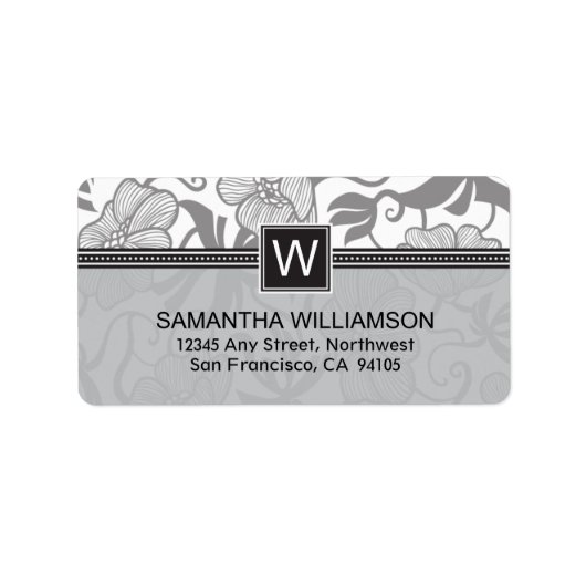 Étiquettes d'adresse de retour du monogramme flora (Devant)