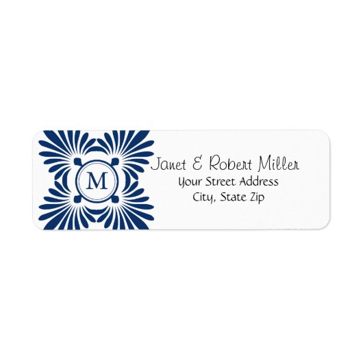 Étiquettes d'adresse de retour du monogramme initi (Devant)